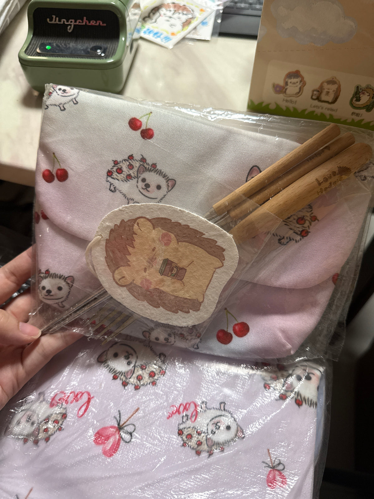 刺蝟手工餐具包連海綿擦
